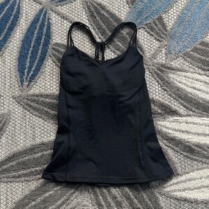 Alo Women’s Yoga Strappy Cross-back Shelf-Bra Black Tank Size XS